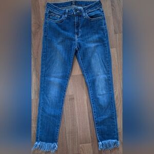Just Black Dark Blue Frayed Hem Ankle Jeans